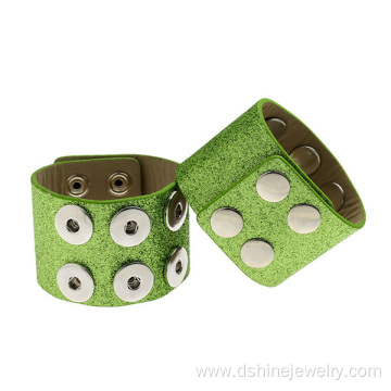 Green Color PU Leather Noosa Bangle Two Layers Wristband
